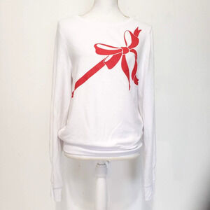 NEW!! Wildfox SIZE S Gift Wrapped Bow White Lightweight Sweater Sweatshirt Top